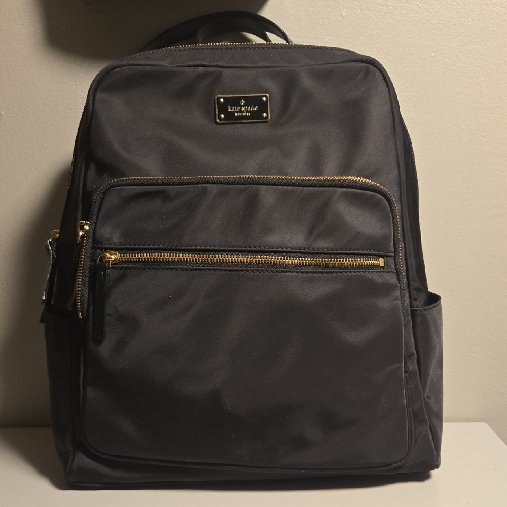Kate Spade Black Backpack with Gold Accents